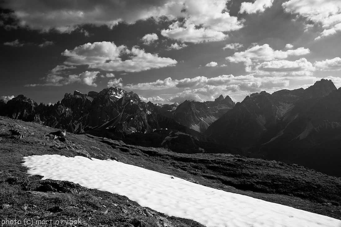 Masív Sextenských Dolomit od Cima Bagni po Cima Tre Scarperi